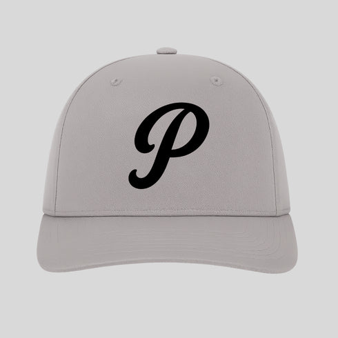 Gray cap with a black letter 'P' on a light gray background